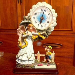nostalgic aesthetic Prestige Angel & Boy Pendulum Clock with Swinging Bird